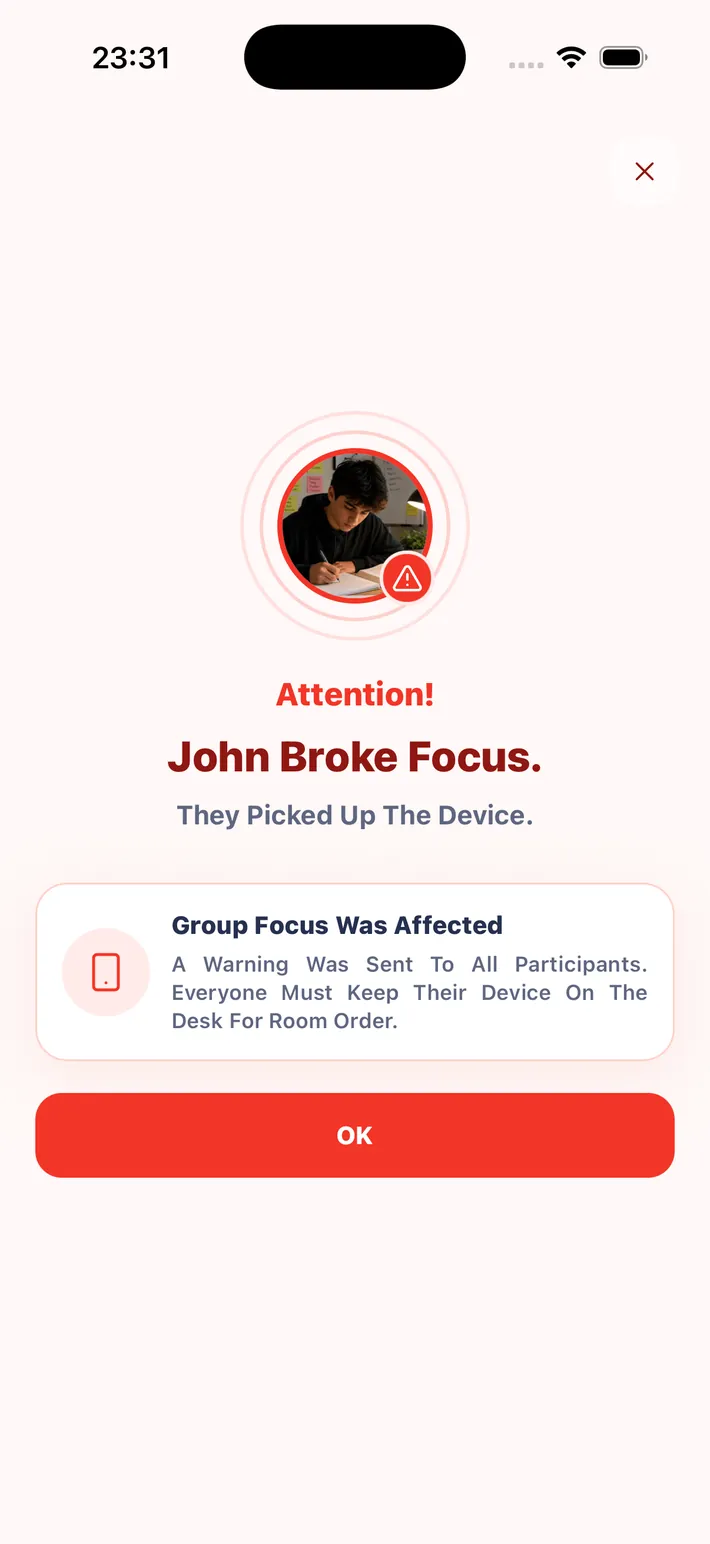 Proof of Focus penalty room showing focus debt